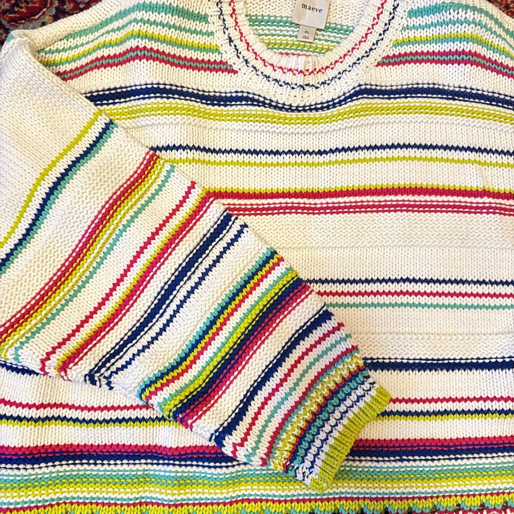 Maeve Multicolor Striped Crew Neck Sweater - Picture 2 of 6